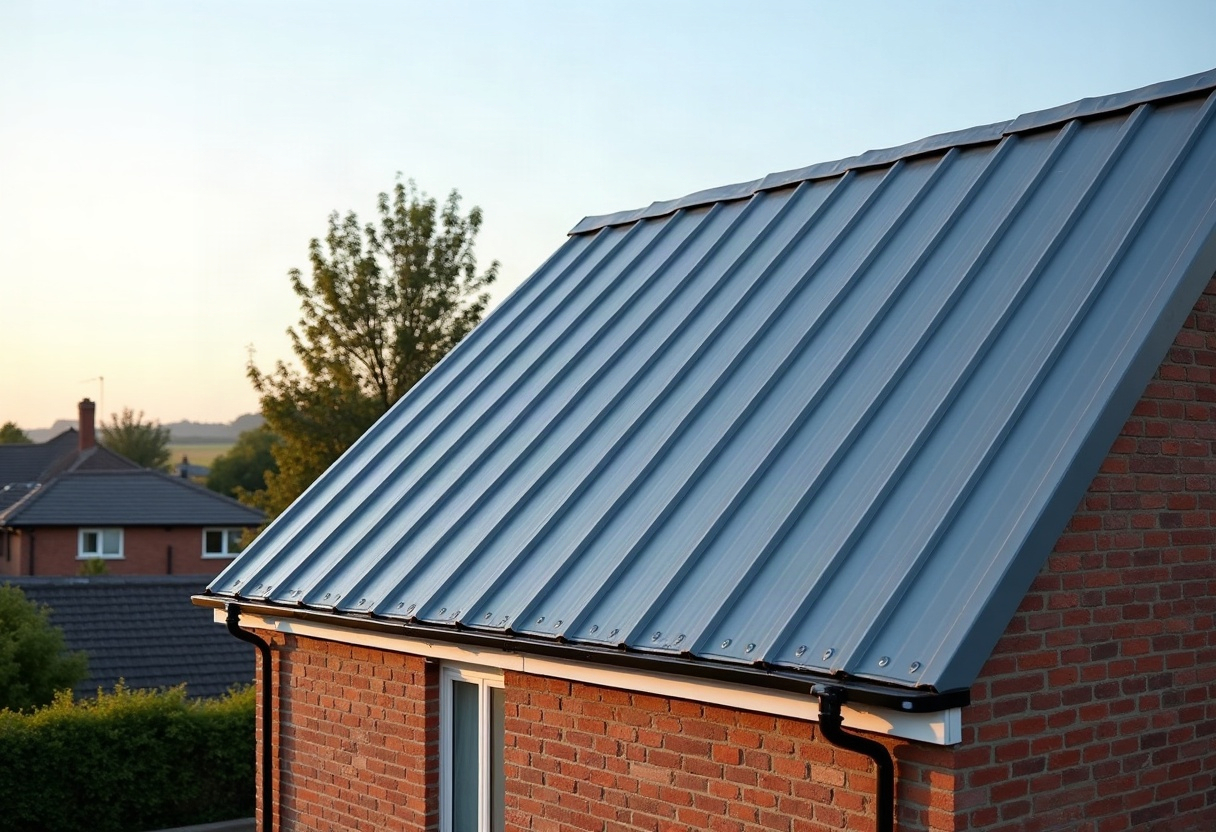 Bac acier double peau : pourquoi cette solution s'impose en rénovation de toiture 2 Maison individuelle avec toiture rénovée en bac acier double peau, finition lisse et joints réguliers.